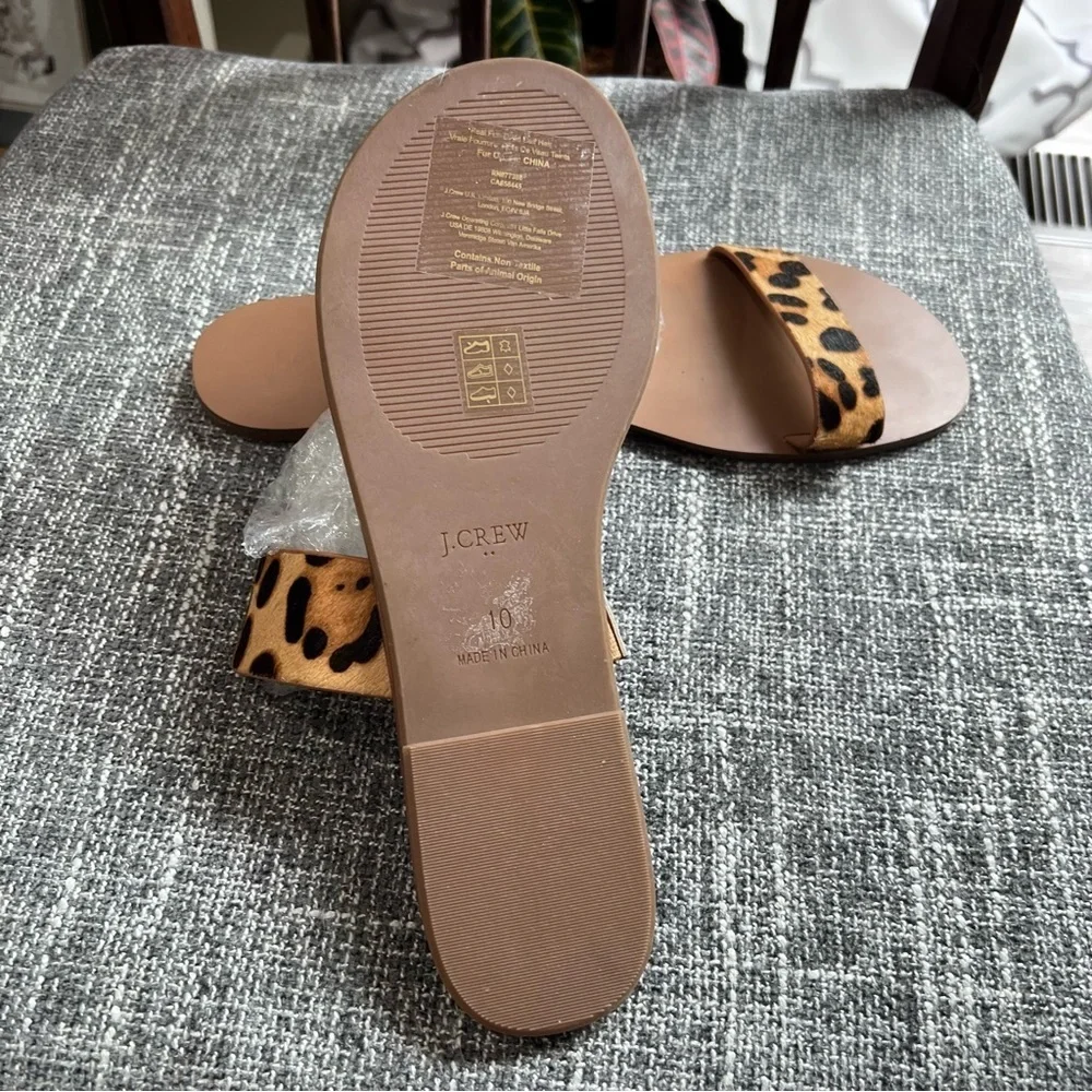 J Crew Calf Hair Animal Print, Strap Sandals NWOB Sz 10